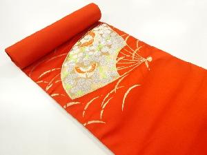 アンティーク　扇面に蝶模様織出し名古屋帯地反物